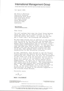 Letter from Mark H. McCormack to Colin A. Phillips