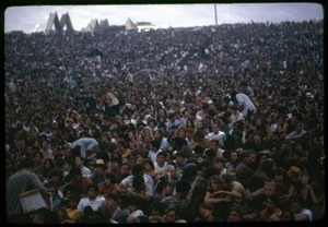 View from the stage over audience at the Woodstock Festival