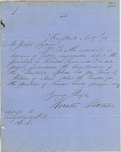 Letter from Horatio Patterson to Joseph Lyman