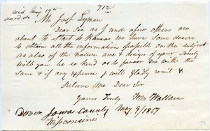 Letter from W. M. Wallace to Joseph Lyman