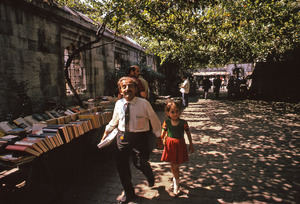Turkish man and girl at Istanbul bazaar