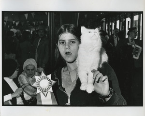 Girl and prize-winning cat