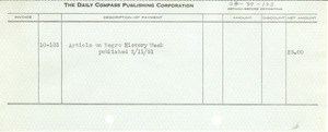 Check from Daily Compass to W. E. B. Du Bois