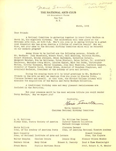 Circular letter from National Arts Club to W. E. B. Du Bois