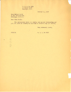Letter from W. E. B. Du Bois to Marion Palfi