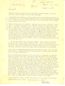 Letter from Ethel Ray Nance to W. E. B. Du Bois