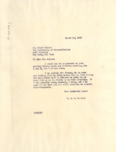 Letter from W. E. B. Du Bois to Fellowship of Reconciliation