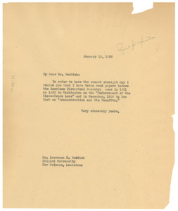 Letter from W. E. B. Du Bois to Lawrence D. Reddick