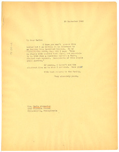 Letter from W. E. B. Du Bois to Sadie T. M. Alexander