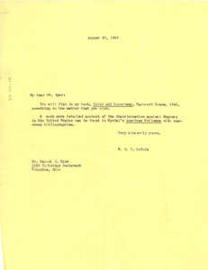 Letter from W. E. B. Du Bois to Samuel S. Wyer