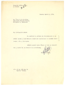 Letter from Fernando Ortiz to W. E. B. Du Bois
