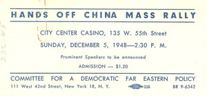 Hands Off China mass rally ticket