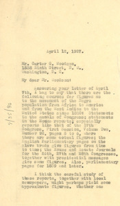 Letter from W. E. B. Du Bois to Carter G. Woodson