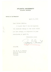 Memo from Rufus E. Clement to W. E. B. Du Bois