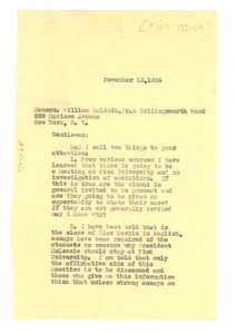 Letter from W. E. B. Du Bois to William H. Baldwin and L. Hollingsworth Wood