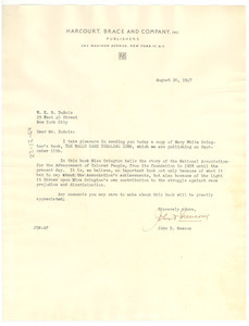 Letter from Harcourt Brace & Company to W. E. B. Du Bois