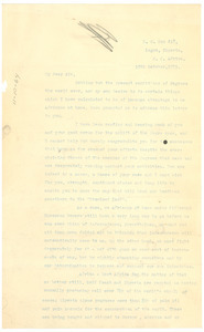Letter from Omodele Thompson to W. E. B. Du Bois
