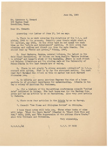 Letter from W. E. B. Du Bois to Lawrence C. Howard