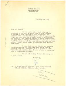 Letter from Kyrle Elkin to W. E. B. Du Bois