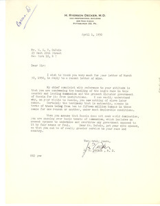 Letter from H. Ryerson Decker to W. E. B. Du Bois