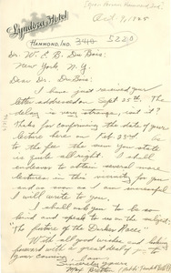 Letter from Open Forum of Hammond, Indiana to W. E. B. Du Bois
