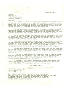 Letter from Charles Warren Russell to the Editor of Phylon