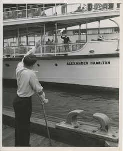 Robert Wright waves to Captain Frank Brown