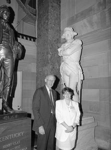 Congressman John W. Olver (left) with Amy Andrews of the Washington Journalism Conference
