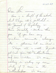 Correspondence from Eli Coleman to Lou Sullivan (December 29, 1987)