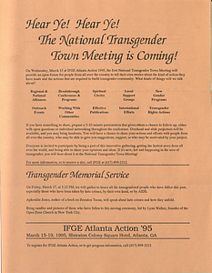 Hear Ye! Hear Ye! The National Transgender Town Meeting is Coming!