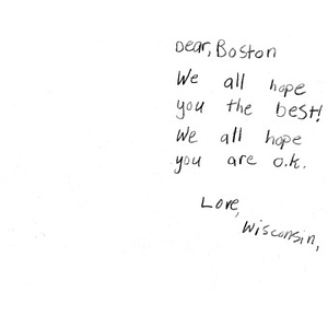 Card to Boston from a student in Stetsonville, Wisconsin