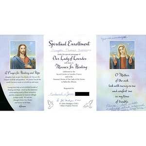 Prayer card from Missionary Oblates of Mary Immaculate (Belleville, Illinois)