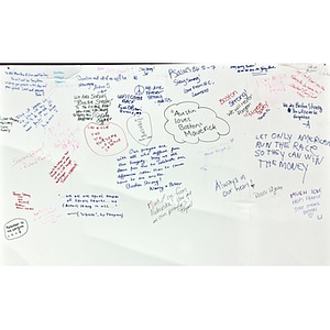Poster from the Copley Square memorial with messages left by various people