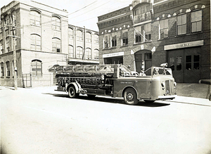 Ladder Truck in front of Broad Street Station, 1950