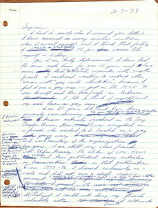 Correspondence from Lou Sullivan to Virginia Prince (February 7, 1979)