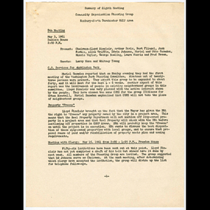 Minutes from concerning community organization steering group meeting held May 3, 1961