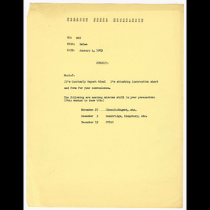 Memorandum from "Helen" to Muriel Snowden about quarterly report