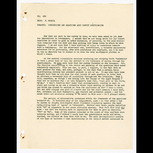 Memorandum from F. McGill to OPS about confessions and reactions to Action for Boston Community Development (ABCD) survey questionnaire