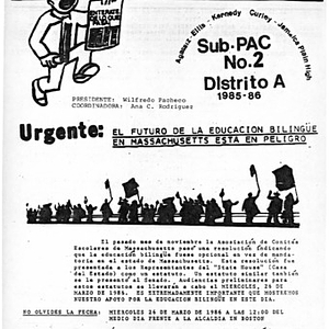 Flier advertising a meeting of the Bilingual Sub-Parents Advisory Council No. 2, District A