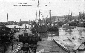 Wharf scene, Gloucester, Massachusetts