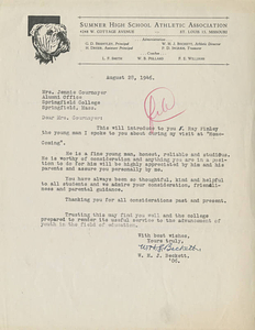 Letter from William Beckett to Jennie Cournoyer (August 28, 1946)