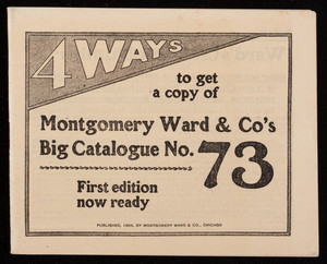 Montogmery Ward & Company promotional materials, Montgomery Ward & Co., Michigan Avenue, Madison and Washington Streets, Chicago, Illinois