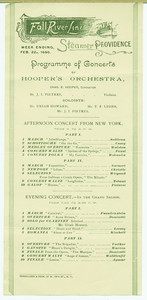 Program of concerts on the Steamer Providence, Feb. 1890