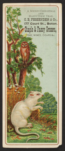 Trade card for C.B. Fessenden & Co., staple & fancy grocers, teas, wines, cigars &c., 177 Court Street, Boston, Mass., undated