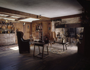 Wide view of Pine Kitchen showing fireplace, Beauport, Sleeper-McCann House, Gloucester, Mass.