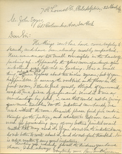 Letter from Benjamin Smith Lyman to John Eggers