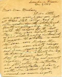 Letter from Bernard J. Beagarie to William L. Machmer