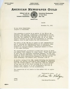 Letter from William W. Rodgers to American Newspaper Guild Treasurers