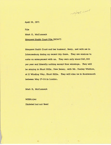 Memorandum from Mark H. McCormack to file