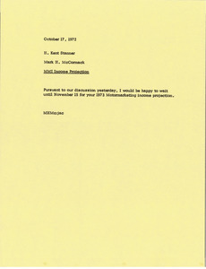 Memorandum from Mark H. McCormack to H. Kent Stanner